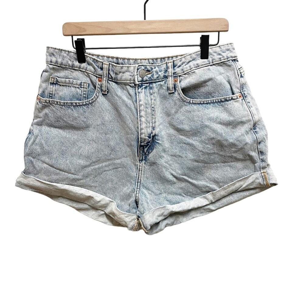 Wild Fable Light Acid Wash Highest Rise Mom Shorts Folded Hem Women’s Size 14